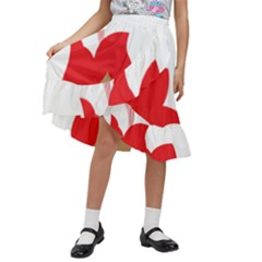 A Red Flower With A Black Background Kids  Ruffle Flared Wrap Midi Skirt by catchydesignhill