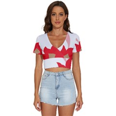 A Red Flower With A Black Background V-neck Crop Top by catchydesignhill