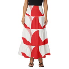 A Red Flower With A Black Background Tiered Ruffle Maxi Skirt by catchydesignhill