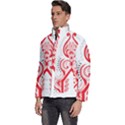 A Red And White Christmas Tree With Red Flowers Men s Puffer Bubble Jacket Coat View2