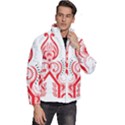 A Red And White Christmas Tree With Red Flowers Men s Puffer Bubble Jacket Coat View3