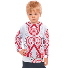 A Red And White Christmas Tree With Red Flowers Kids  Hooded Pullover by catchydesignhill