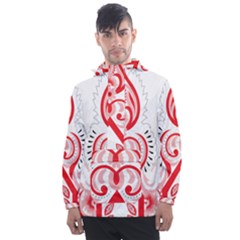 A Red And White Christmas Tree With Red Flowers Men s Front Pocket Pullover Windbreaker