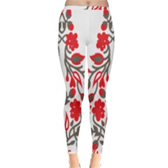 A Red And Beige Scarf With A Picture Of A Woman Holding A Tennis Racket Inside Out Leggings by catchydesignhill