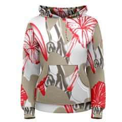 A Design Of A Red Flower On A White Background Women s Pullover Hoodie