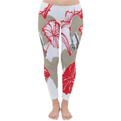 A Design Of A Red Flower On A White Background Classic Winter Leggings