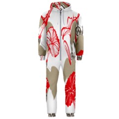 A Design Of A Red Flower On A White Background Hooded Jumpsuit (men)