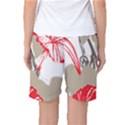 A Design Of A Red Flower On A White Background Women s Basketball Shorts View2