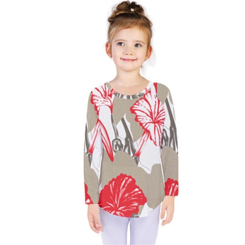 A Design Of A Red Flower On A White Background Kids  Long Sleeve T-shirt by catchydesignhill