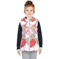 A Design Of A Red Flower On A White Background Kids  Hooded Puffer Vest by catchydesignhill