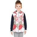 A Design Of A Red Flower On A White Background Kids  Hooded Puffer Vest View1