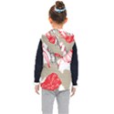 A Design Of A Red Flower On A White Background Kids  Hooded Puffer Vest View2