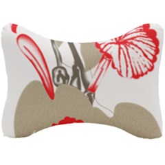 A Design Of A Red Flower On A White Background Seat Head Rest Cushion by catchydesignhill