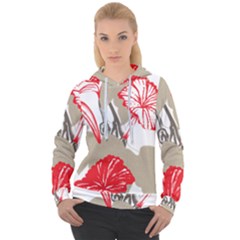 A Design Of A Red Flower On A White Background Women s Overhead Hoodie