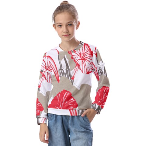 A Design Of A Red Flower On A White Background Kids  Long Sleeve T-shirt With Frill  by catchydesignhill