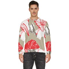 A Design Of A Red Flower On A White Background Men s Fleece Sweatshirt by catchydesignhill