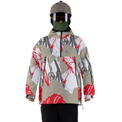 A Design Of A Red Flower On A White Background Men s Ski And Snowboard Waterproof Breathable Jacket by catchydesignhill