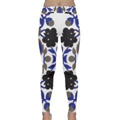 A Design Of A Blue And Black Flower Classic Yoga Leggings by catchydesignhill