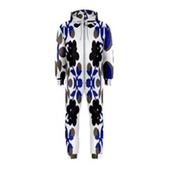 A Design Of A Blue And Black Flower Hooded Jumpsuit (kids)