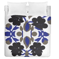 A Design Of A Blue And Black Flower Duvet Cover Double Side (queen Size) by catchydesignhill