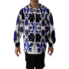 A Design Of A Blue And Black Flower Kids  Hooded Windbreaker