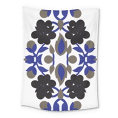 A Design Of A Blue And Black Flower Medium Tapestry