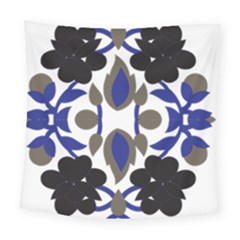 A Design Of A Blue And Black Flower Square Tapestry (large)