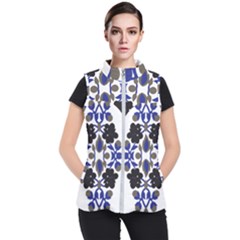 A Design Of A Blue And Black Flower Women s Puffer Vest