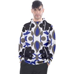 A Design Of A Blue And Black Flower Men s Pullover Hoodie