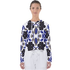 A Design Of A Blue And Black Flower Women s Slouchy Sweat