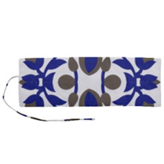 A Design Of A Blue And Black Flower Roll Up Canvas Pencil Holder (m) by catchydesignhill