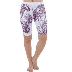 A Drawing Of A Plant With Purple Flowers Cropped Leggings  by catchydesignhill