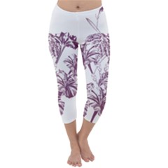 A Drawing Of A Plant With Purple Flowers Capri Winter Leggings 