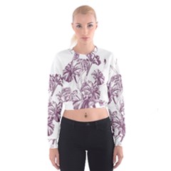 A Drawing Of A Plant With Purple Flowers Cropped Sweatshirt