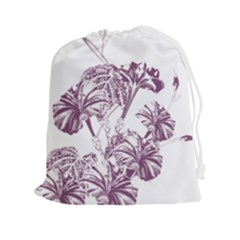 A Drawing Of A Plant With Purple Flowers Drawstring Pouch (2xl) by catchydesignhill