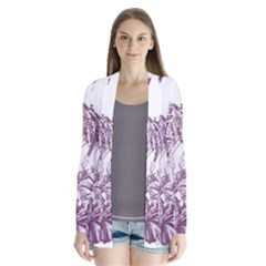 A Drawing Of A Plant With Purple Flowers Drape Collar Cardigan by catchydesignhill