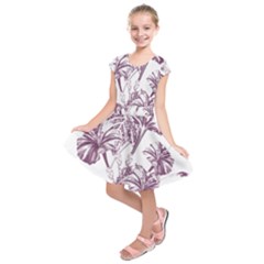 A Drawing Of A Plant With Purple Flowers Kids  Short Sleeve Dress by catchydesignhill