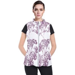 A Drawing Of A Plant With Purple Flowers Women s Puffer Vest by catchydesignhill