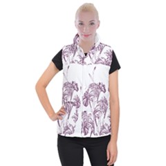 A Drawing Of A Plant With Purple Flowers Women s Button Up Vest