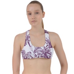 A Drawing Of A Plant With Purple Flowers Criss Cross Racerback Sports Bra by catchydesignhill