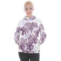 A Drawing Of A Plant With Purple Flowers Women s Hooded Pullover