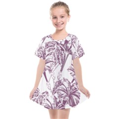 A Drawing Of A Plant With Purple Flowers Kids  Smock Dress by catchydesignhill