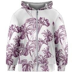 A Drawing Of A Plant With Purple Flowers Kids  Zipper Hoodie Without Drawstring