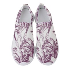 A Drawing Of A Plant With Purple Flowers Women s Slip On Sneakers