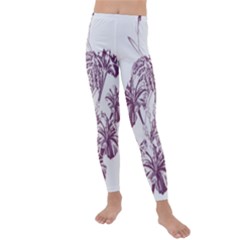 A Drawing Of A Plant With Purple Flowers Kids  Lightweight Velour Leggings by catchydesignhill