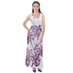 A Drawing Of A Plant With Purple Flowers Sleeveless Velour Maxi Dress by catchydesignhill