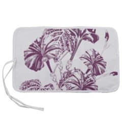 A Drawing Of A Plant With Purple Flowers Pen Storage Case (l) by catchydesignhill