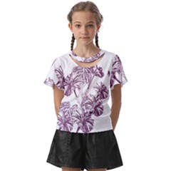 A Drawing Of A Plant With Purple Flowers Kids  Front Cut T-shirt by catchydesignhill