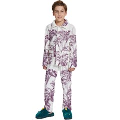 A Drawing Of A Plant With Purple Flowers Kids  Long Sleeve Velvet Pajamas Set by catchydesignhill