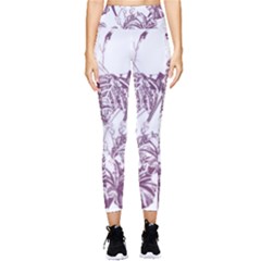 A Drawing Of A Plant With Purple Flowers Pocket Leggings  by catchydesignhill